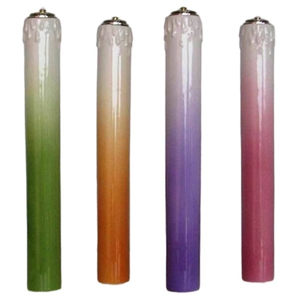 Immagine di Set 4 Lampade da altare olio e cera liquida 3,2x25 cm ceramica Deruta colori liturgici