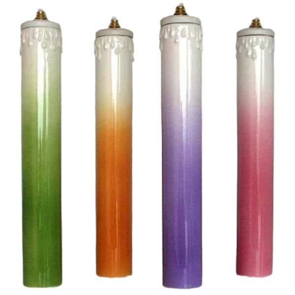 Immagine di Set 4 Lampade da altare olio e cera liquida 4x25 cm ceramica Deruta colori liturgici