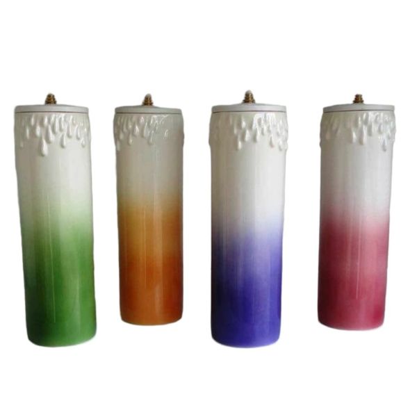 Immagine di Set 4 Lampade da altare olio e cera liquida 8x25 cm ceramica Deruta colori liturgici
