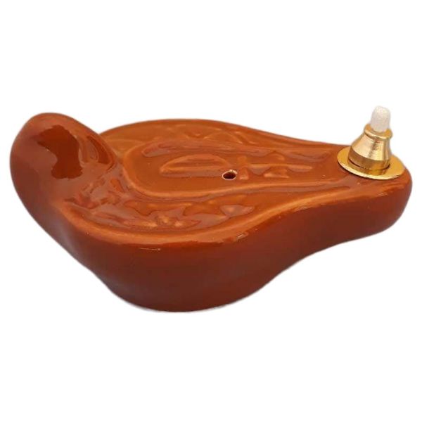 Immagine di Set 4 Lucerne Romane olio e cera liquida 10 cm Simbolo Pax ceramica Deruta