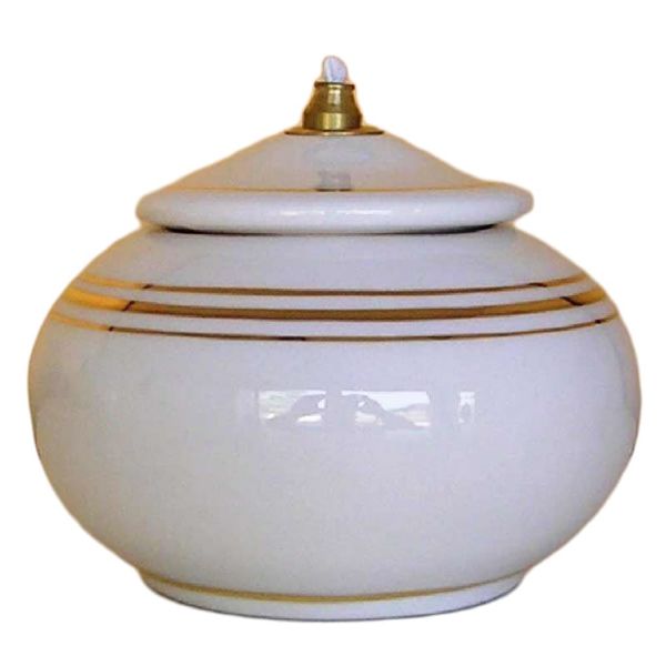 Picture of Set of 4white oil & liquid wax votive Lanterns 12 cm (4,7 inch) white & gold Deruta ceramic 
