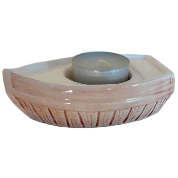 Picture of Set of 4 votive candle Lamps 11 cm (4,3 inch) Little Boat Deruta ceramic