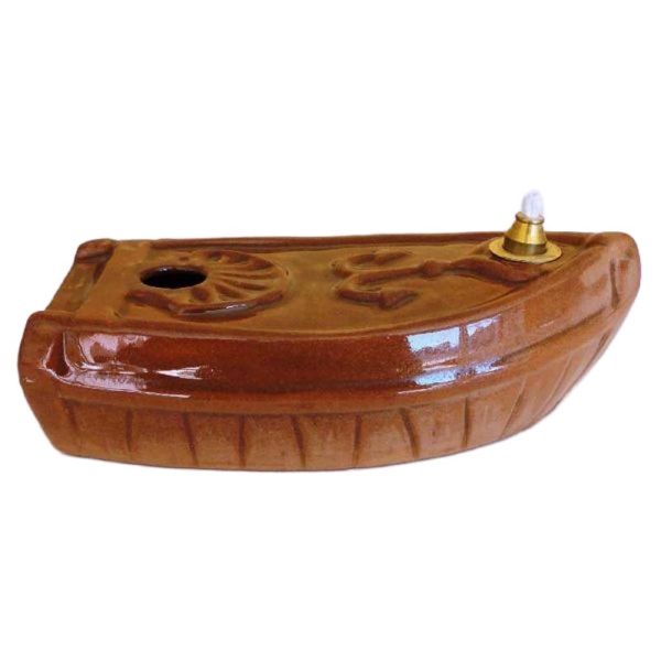 Picture of Set of 4 oil & liquid wax votive Lanterns 16 cm (6,3 inch) Little Boat Deruta ceramic
