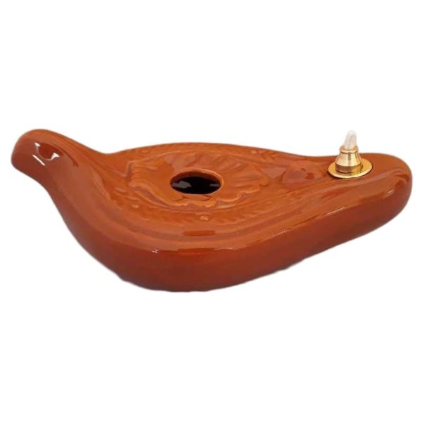 Imagen de Set 4 Lámparas votivas aceite y cera líquida 17 cm Hoja cerámica Deruta