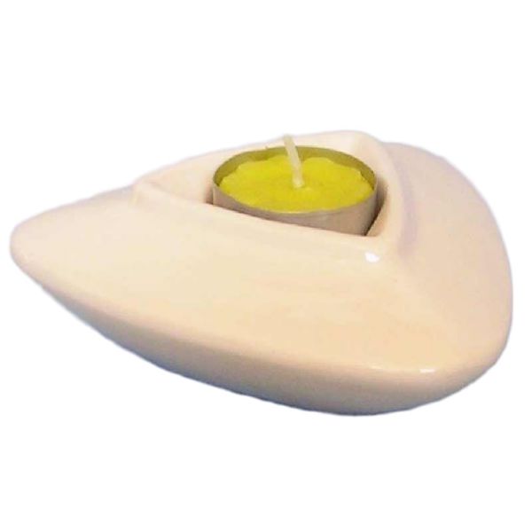 Picture of Set of 4 white triangular candle Lamps 13 cm (5,1 inch) Deruta ceramic 