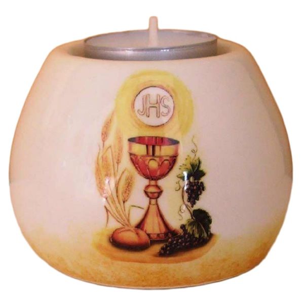 Picture of Set of 4 Confirmation candle Lamps 8x6 cm (3,1x2,4 inch) Chalice JHS Deruta ceramic
