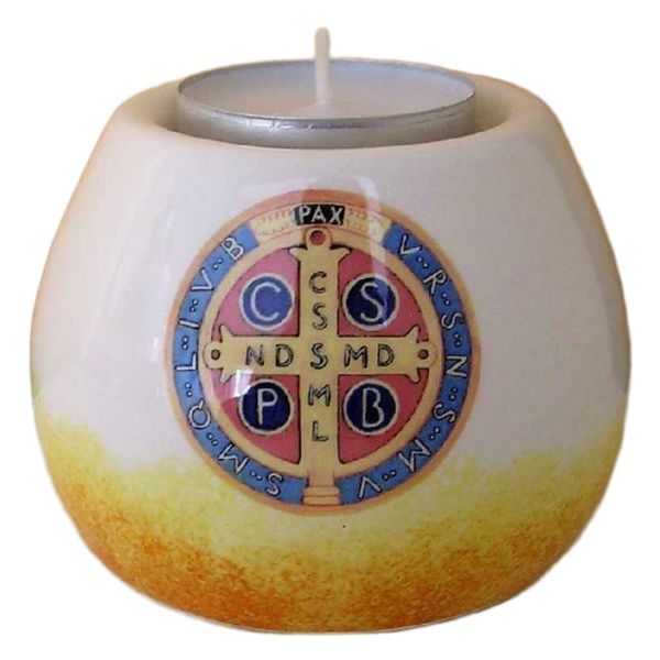 Picture of Set of 4 Confirmation candle Lamps 8x6 cm (3,1x2,4 inch) Sacred Symbols Deruta ceramic