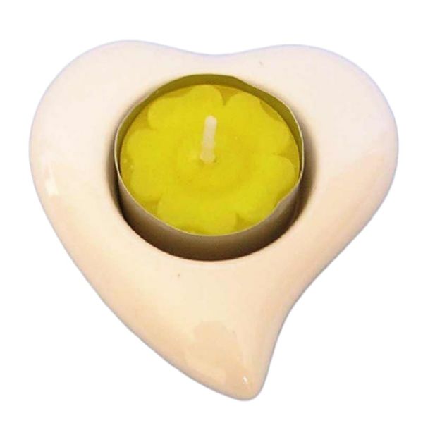 Immagine di Set 4 Portalumi Cuore bianco 8 cm Cuore ceramica Deruta