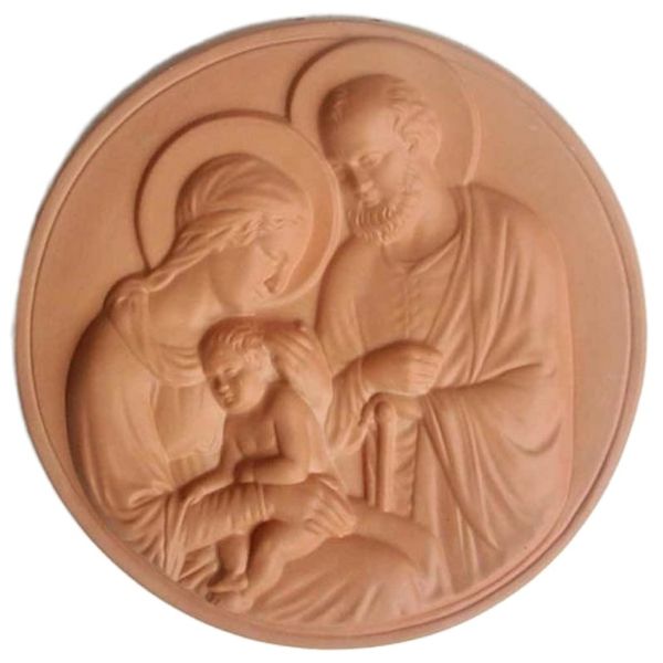 Imagen de Sagrada Familia Tondo de pared 28 cm terracota Robbiana