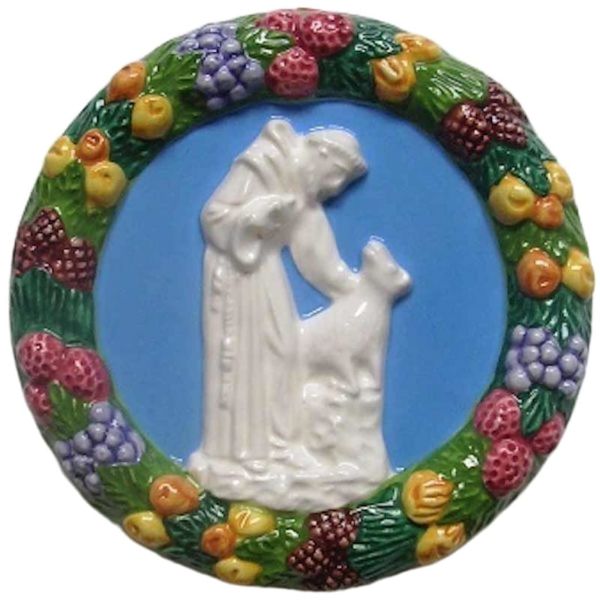 Immagine di San Francesco d’Assisi Tondo da parete 15 cm ceramica Robbiana