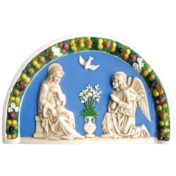 Imagen de Anunciación Luneta de pared 60x38 cm cerámica Luca della Robbia