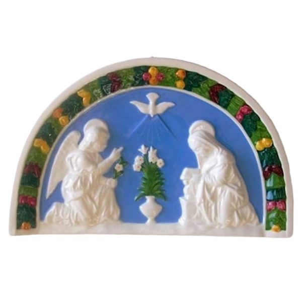 Imagen de Anunciación Luneta de pared 34x21 cm cerámica Luca della Robbia