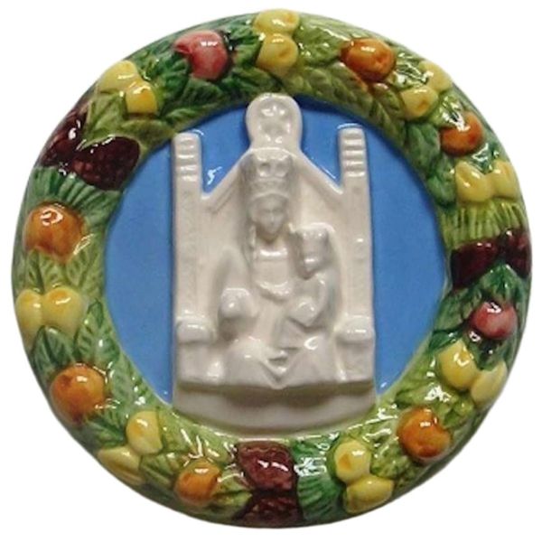 Imagen de Beata Virgen de Barbana Tondo de muro 11 cm cerámica Robbiana