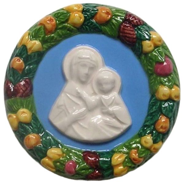 Picture of Blessed Virgin 11 cm (4,3 inch) Della Robbia ceramic wall tondo