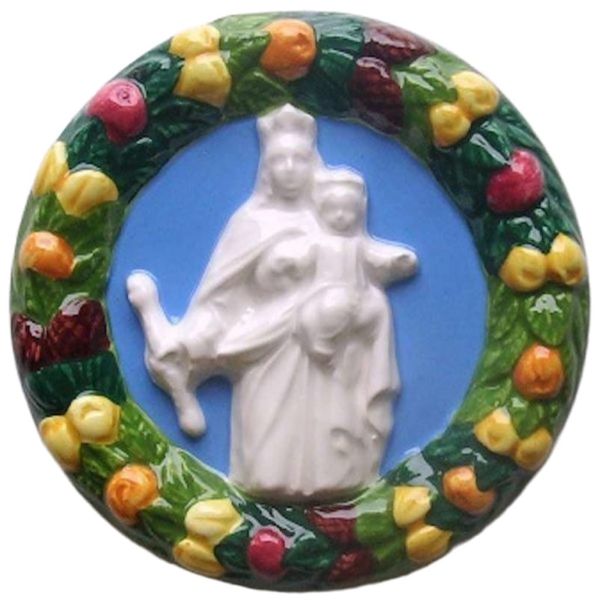 Immagine di Madonna Ausiliatrice Tondo da muro 11 cm ceramica invetriata Deruta
