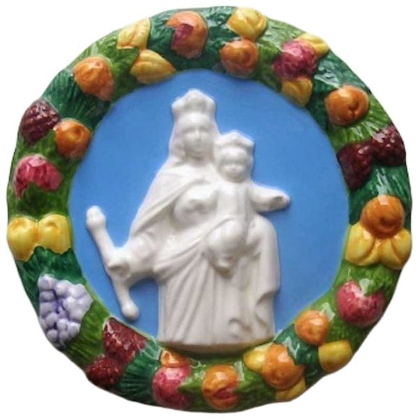Imagen de Virgen María Tondo de pared 18 cm cerámica Luca della Robbia