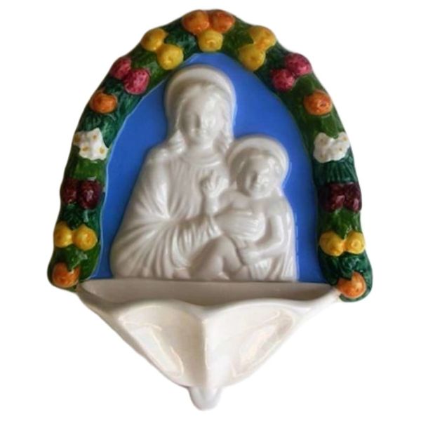 Imagen de Virgen con el Niño Benditera 20 cm cerámica Luca della Robbia