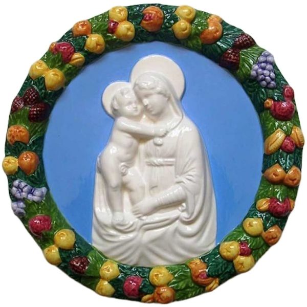 Picture of Madonna and Child 25 cm (9,8 inch) Della Robbia ceramic wall tondo