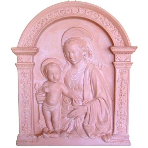 Imagen de Virgen con el Niño Retablo de pared 70x60 cm terracota Robbiana