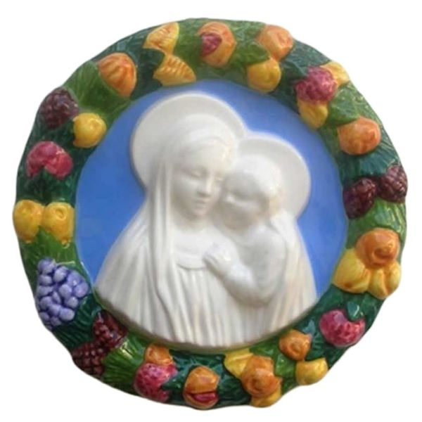 Picture of Madonna and Child 16 cm (6,3 inch) Della Robbia ceramic wall tondo