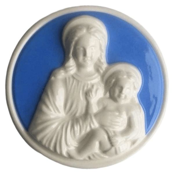 Imagen de Virgen con el Niño Tondo de muro 12 cm cerámica Luca della Robbia