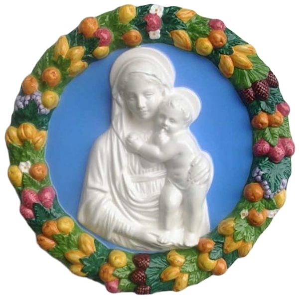 Imagen de Virgen con el Niño Tondo de muro 35 cm cerámica Luca della Robbia