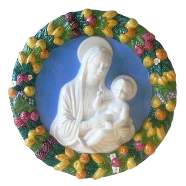 Imagen de Virgen con el Niño Tondo de muro 38 cm cerámica Luca della Robbia