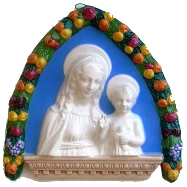 Imagen de Virgen con el Niño Luneta de pared 27 cm cerámica Luca della Robbia