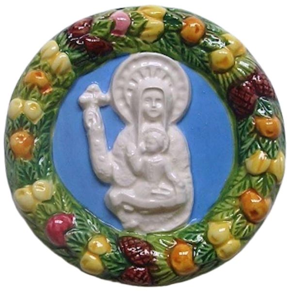 Immagine di Madonna del Sangue Tondo da muro 11 cm ceramica Della Robbia
