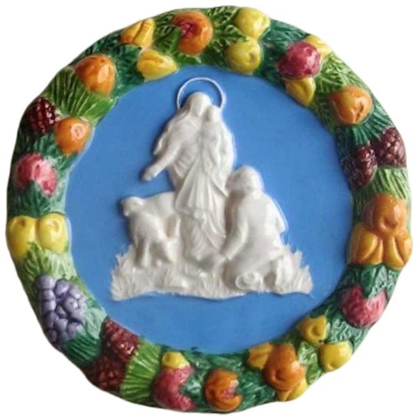 Picture of Madonna of the Guard 17 cm (6,7 inch) Della Robbia ceramic wall tondo