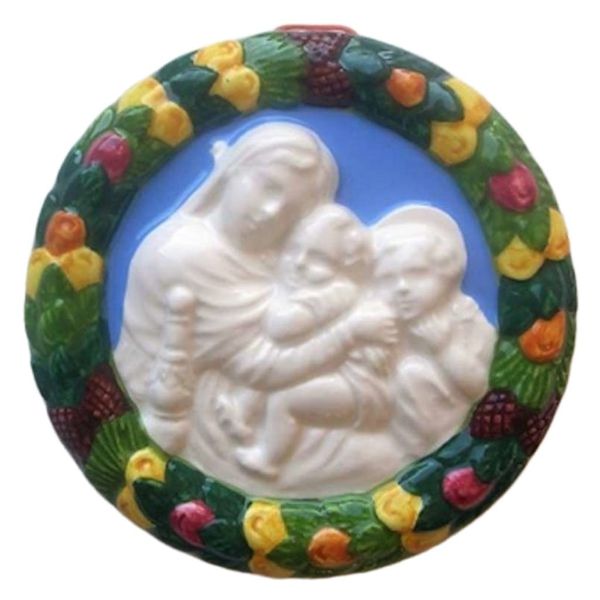 Immagine di Madonna della Seggiola Tondo da muro 12 cm ceramica invetriata Deruta