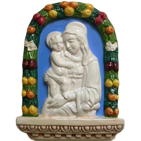 Picture of Our Lady of Boccadirio 20x15 cm (7,9x5,9 inch) Deruta glazed ceramic wall panel