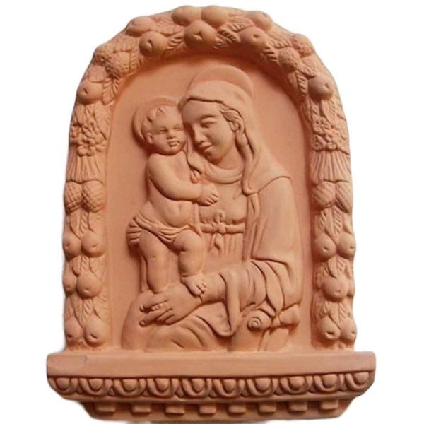 Imagen de Nuestra Señora de Boccadirio Retablo de muro 20x15 cm terracota Robbiana