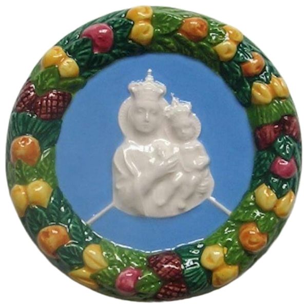 Picture of Our Lady of Gibilmanna 11 cm (4,3 inch) Della Robbia ceramic wall tondo