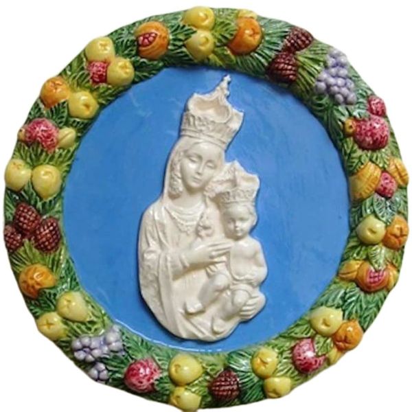 Picture of Our Lady of Gibilmanna 23 cm (9,1 inch) Della Robbia ceramic wall tondo
