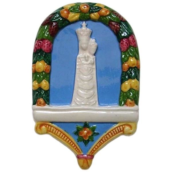 Immagine di Madonna di Loreto Lunetta da muro 14x9 cm ceramica Della Robbia