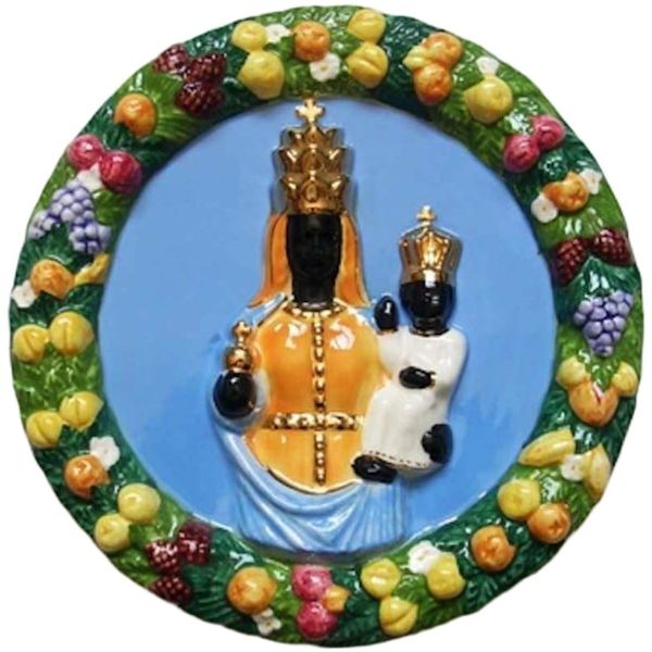 Picture of Our Lady of Oropa 25 cm (9,8 inch) Luca della Robbia ceramic wall tondo