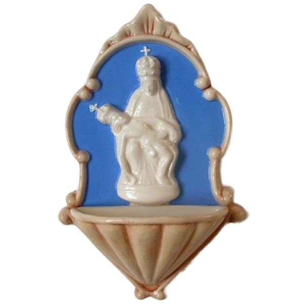 Immagine di Madonna di Pietralba Acquasantiera 20 cm ceramica Robbiana