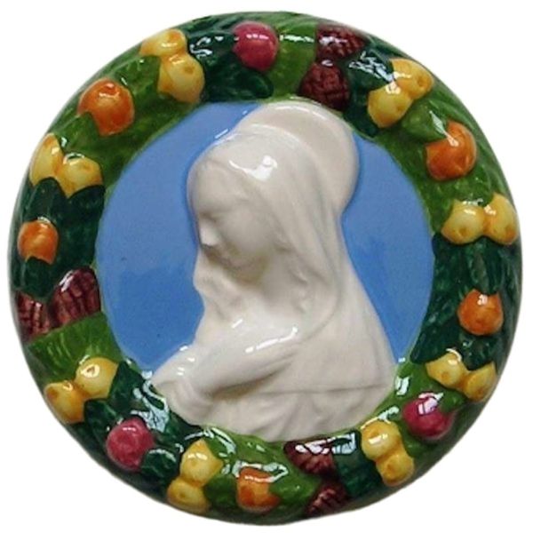 Immagine di Madonna Filippo Lippi Tondo da muro 11 cm ceramica Luca della Robbia