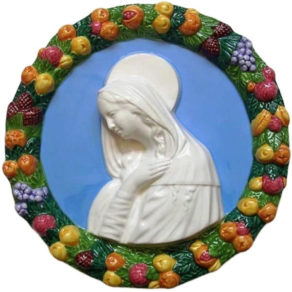 Immagine di Madonna Filippo Lippi Tondo da muro 25 cm ceramica Luca della Robbia