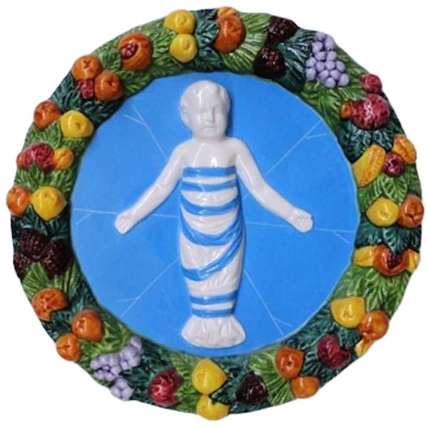 Picture of Cherub 23 cm (9,1 inch) Deruta glazed ceramic wall tondo
