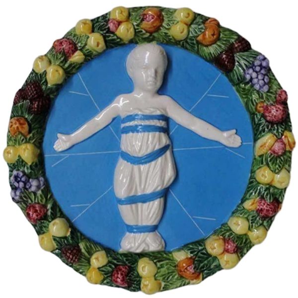 Picture of Cherub 26 cm (10,2 inch) Deruta glazed ceramic wall tondo