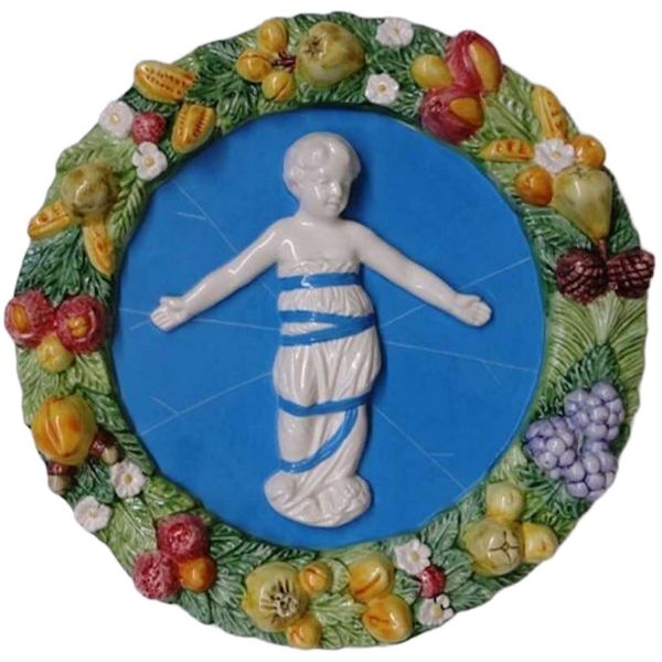 Picture of Cherub 38 cm (15 inch) Luca della Robbia ceramic wall tondo