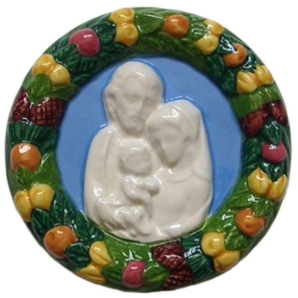 Imagen de Sagrada Familia Tondo de pared 11 cm cerámica Luca della Robbia