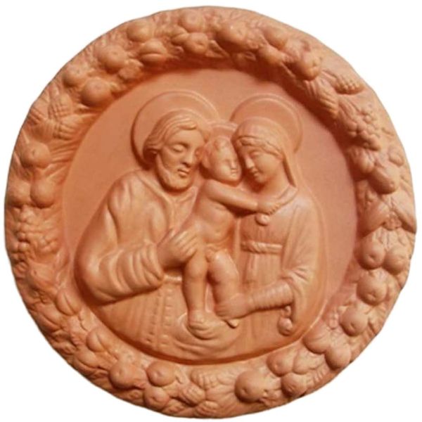 Imagen de Sagrada Familia Tondo de pared 25 cm terracota Robbiana