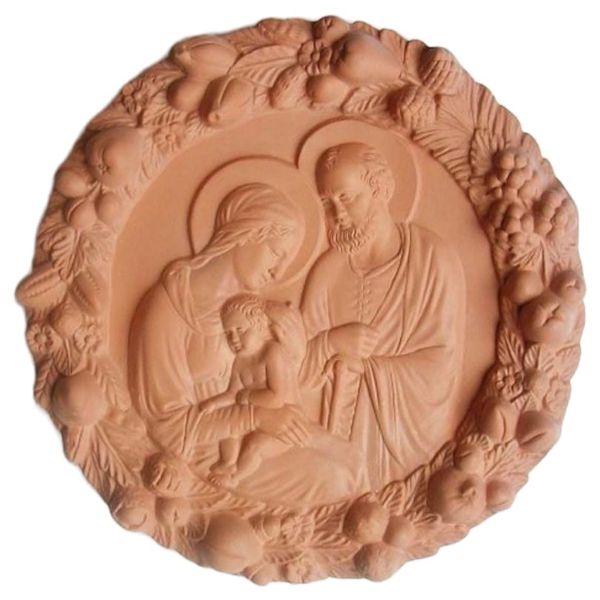 Imagen de Sagrada Familia Tondo de pared 38 cm terracota Robbiana
