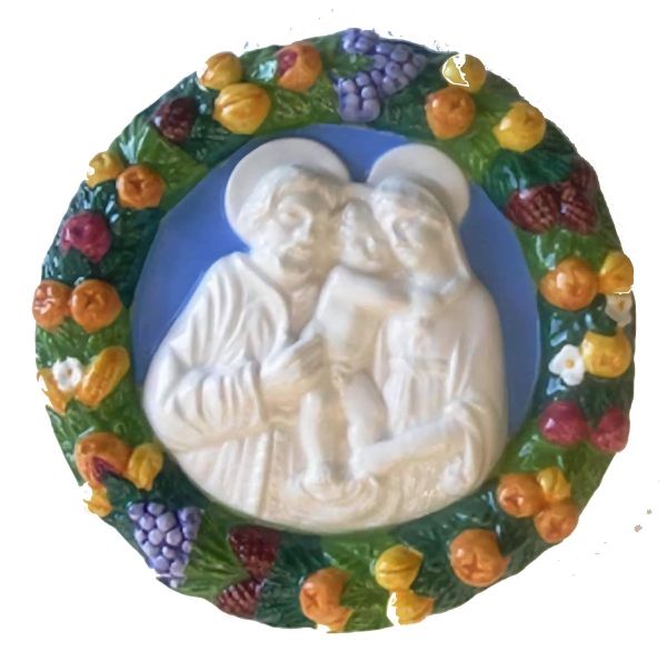 Imagen de Sagrada Familia Tondo de muro 18 cm cerámica Luca della Robbia