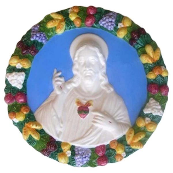 Picture of Sacred heart of Jesus 32 cm (12,6 inch) Della Robbia ceramic wall tondo