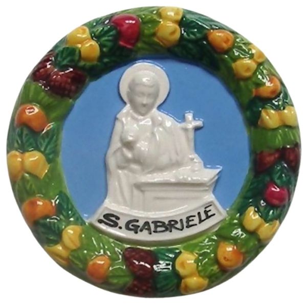Imagen de San Gabriel Tondo de pared 11 cm cerámica Luca della Robbia