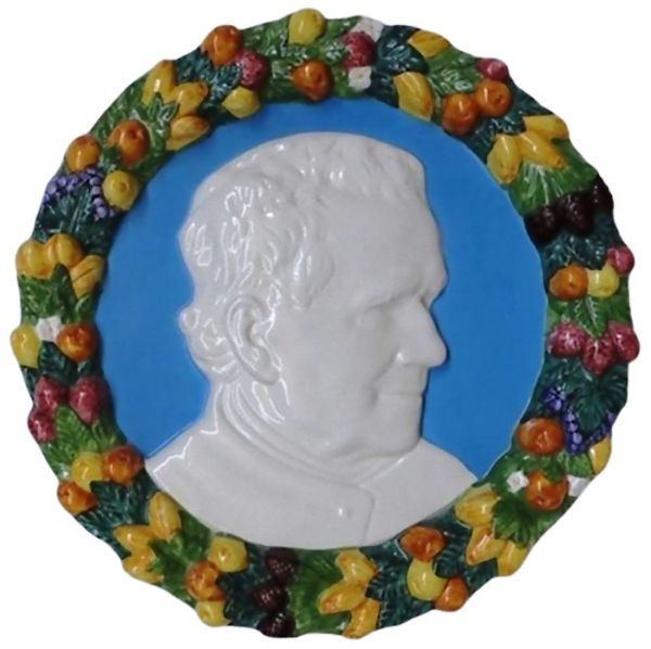 Immagine di San Giovanni Bosco Tondo da parete 35 cm ceramica Della Robbia